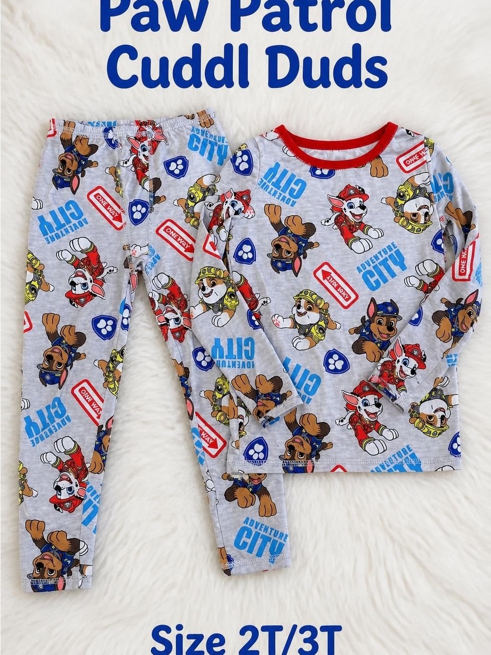Paw Patrol Cuddl Duds Pajamas • Size 2T/3T • Soft cozy kids sleep set